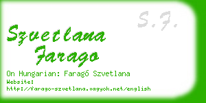 szvetlana farago business card